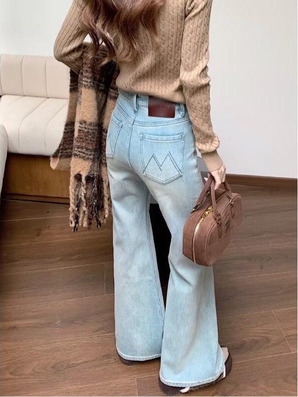 2025 Autumn Plus Size High Waist Stretch Jeans - Loose Fit, Slimming, Narrow Leg, Floor-Length for Women
