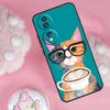 Cute Animal Cat Coffee Case For Honor Magic 7 5 6 Lite Pro Honor 200 Pro 50 70 90 X9b X9a X8b X8a X8 X9 X9c Cover
