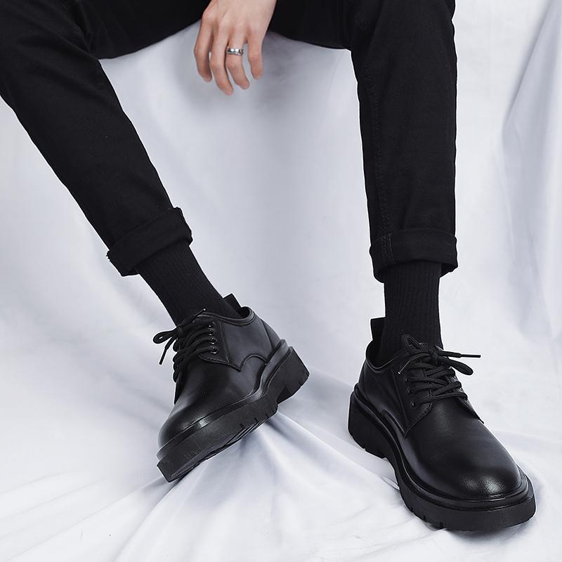 Work Tide Shoes Men's Shoes Spring Black British Style Big Head New Casual Leather Shoes Men's 2025 Business Dress