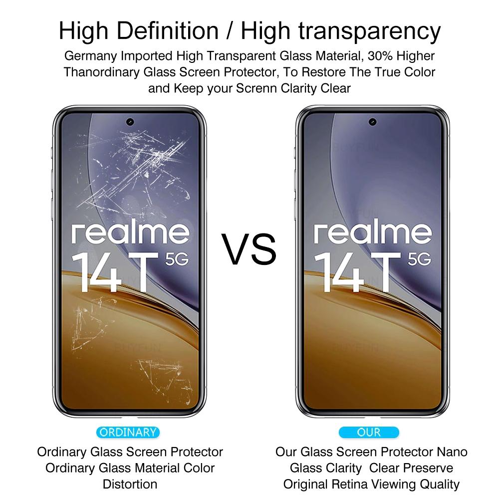 3PCS For Realme 14 5G/ 14T 5G Tempered Glass Screen Protector 9H Hardness HD Glass Film