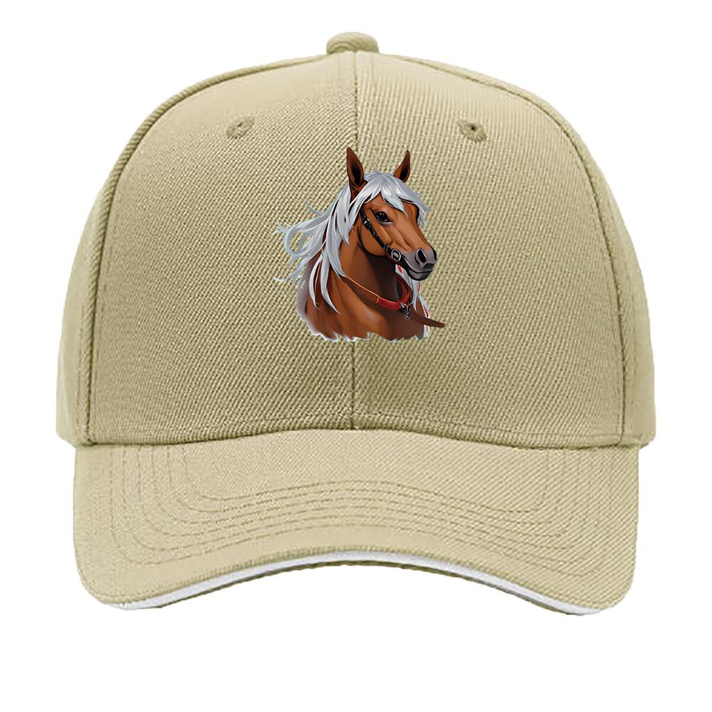 Brown Horse White Unisexe Wall Art Hip Hop Hat Fashion Outdoor Sports Sandwich Baseball Cap