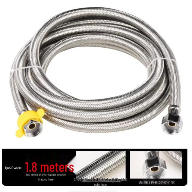 4-Min Stainless Steel Braided Dual Inlet/Outlet Hose for Hot/Cold Water Faucet, Heater, Angle Valve & Toilet.