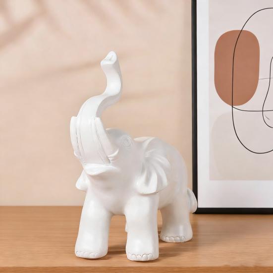 Elephant Ornament Black Golden Animal Design Resin Figurine Symbolizing Good Luck Strength Wisdom Elephant Sculpture