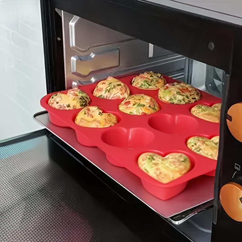 12-Cavity Heart-Shaped Silicone Cake Mold - Non-Stick DIY Baking Mold for Brownies, Cupcakes & Cake Pops, Easy Release, Food-Grade, Microwave