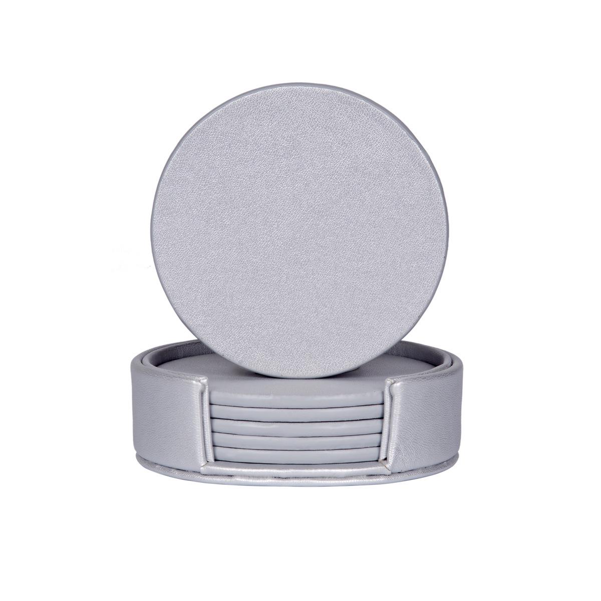 

6шт/комплект круглые квадратные мраморные кожаные подставки для напитков подставка для столовых приборов держатель коврика для чашки серебряный