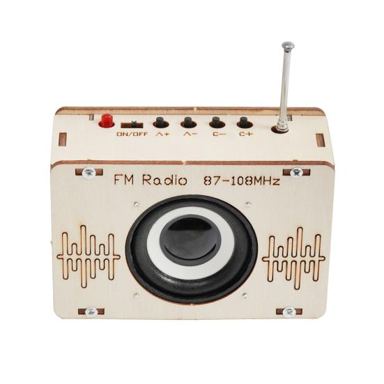 FM Radio STEM Science Kit Kids Wooden 3D Puzzle Electronic Radio Set DIY Educational Science Experiment Projects Crafts Building Toy