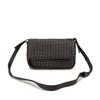 Genuine Leather Crossbody Bag With Magnetic Flap Woven Quilted Design Street Style Shoulder Women