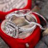 Three Sets Of Rings With Micro-Inlaid Diamonds, Eight Hearts And Eight Arrows Simulated Square Ring, Wedding Proposal Ring.