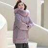 JIANHU Women's 90% White Duck Down Mid-Length Winter Coat with Large Fur Collar