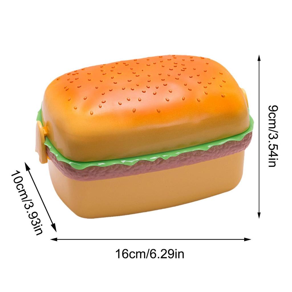 Cute Double Hamburger Lunch Box Food Grade Student Kids Lunch Box Microwavable Bento Box