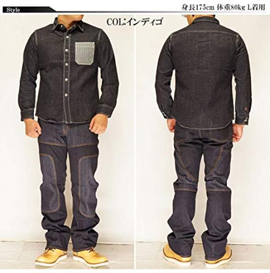 Kojima Jeans Denim Hickory Work Long Sleeve Shirt with Dot Made In Japan Men's RNB-202RS-Hickory-XXL Buttons,
