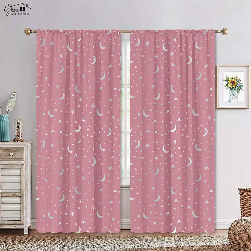 Rainbow Cute Cloud Star Gray Along with White Color Matching Printed Drapes Bed Room Family Room Children's Room Decorative Curtains