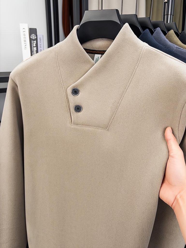Oli Men's Velvet Scarf Collar Sweatshirt - Stylish, Warm, Thick Base Layer for Autumn/Winter