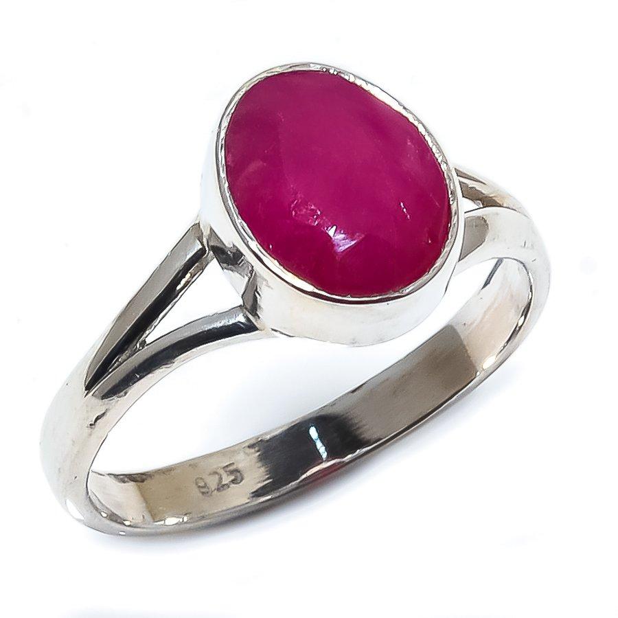 Red Ruby(Simulated) Gemstone Handmade 925 Sterling Silver Jewelry Ring S.9 j4Z39