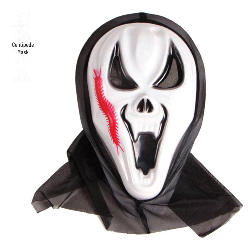 Strašidelná halloweenská maska lebky a sada zombie rukavic