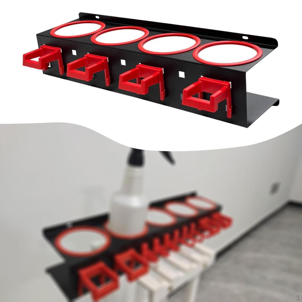 Spray Bottle Holder Car Wash Tool Organizer Space Saving Stand 5 Square Hooks Cleaning Supply