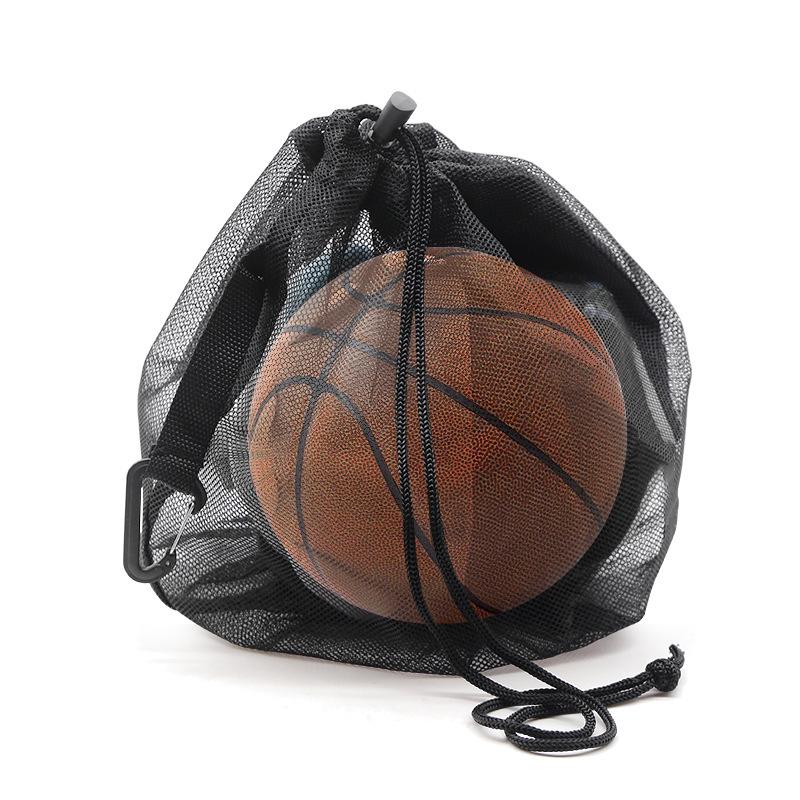 Cross-Border Sports Bag: Mesh Drawstring Bag with Hook for Basketball, Football, and Volleyball Storage 16L чёрный
