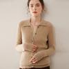 Women's Cable Knit Cashmere Cardigan - Polo Collar, Buttoned, College Style, Fall/Winter Layer
