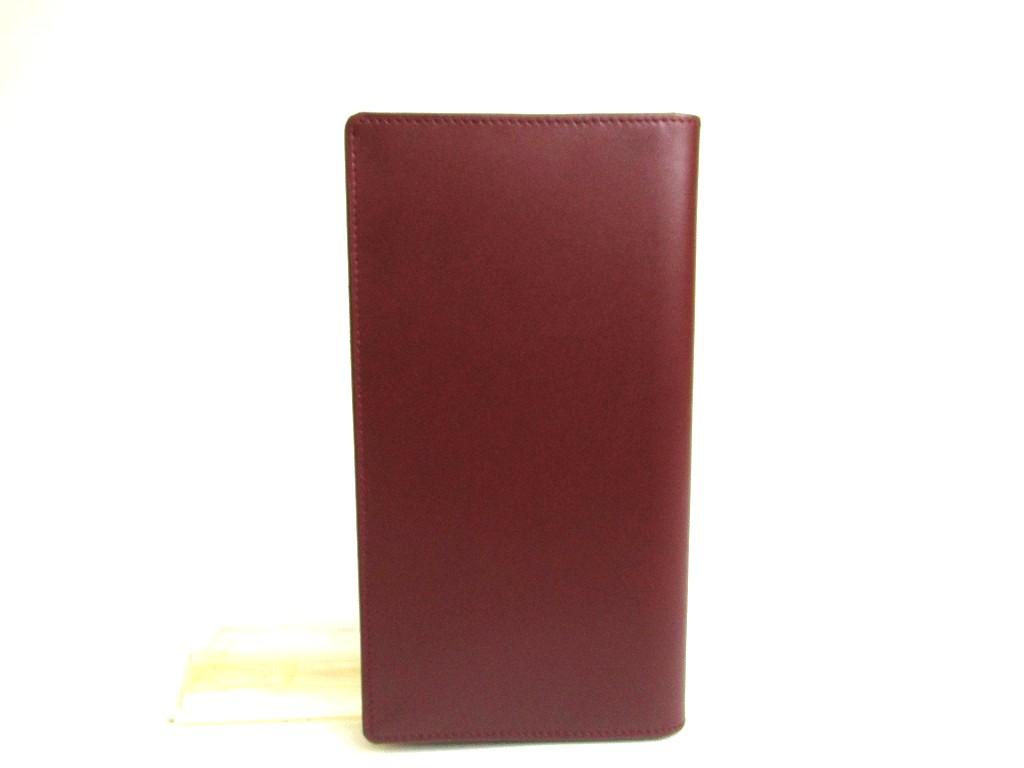 Authentic Cartier Must de Cartier Bordeaux Leather Flap Bill Wallet #a773  Refurbished