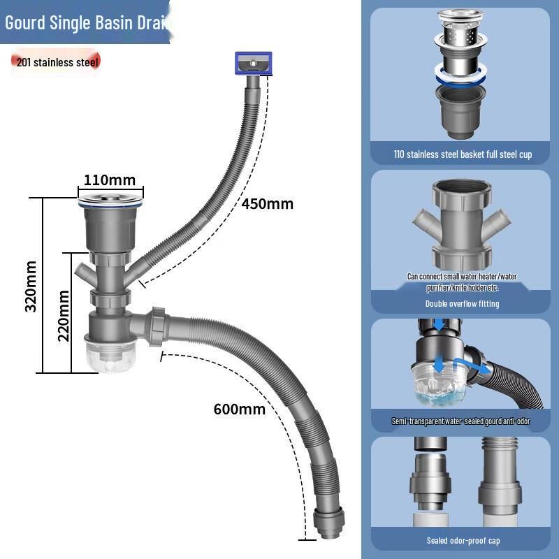 

Kitchen Sink Anti-Odor Drain Pipe Kit
