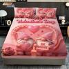 3pcs Valentine's Day Romantic Pink Love Essence Print Coreless Bed Sheet Set Multi Size Bedroom Bed Cover Holiday Decoration