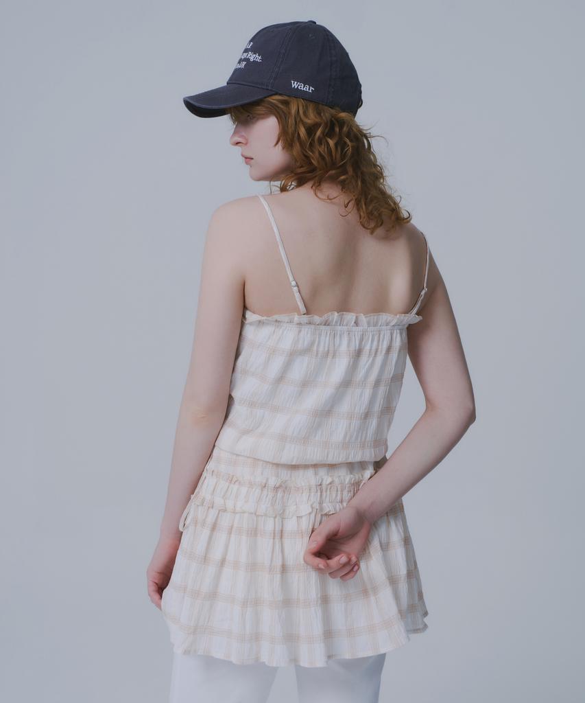 War For Woman Whd-02 Check Shirred Dress_Beige