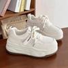 Inner heightening women's shoes mesh surface 2025 summer new versatile thick-soled small man black and white muffin white shoes women's board shoes
