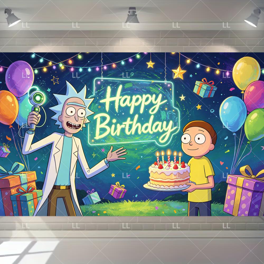 Rick And Morty Fans Child Birthday Party Decoration Anime Character Cake Topper Balloon Set Baby Shower Banner Adults Kids Gift