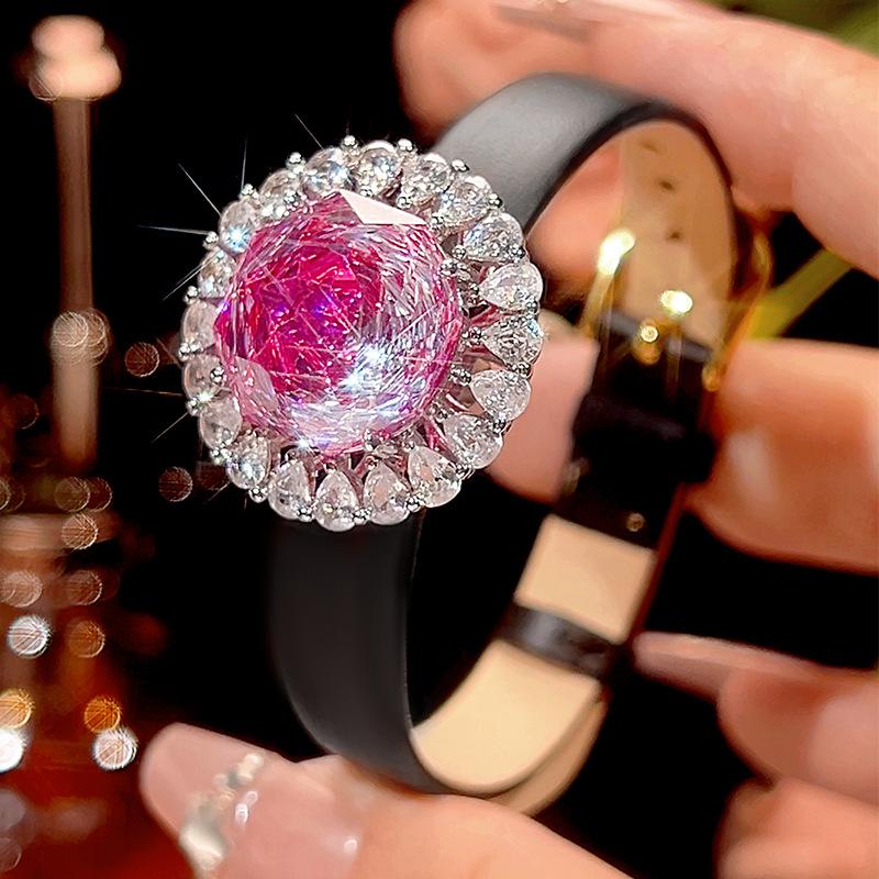 Autumn and winter new Huabi jewelry copper bottom gold-plated simulation rose red high-end jewelry set main stone 16-10m