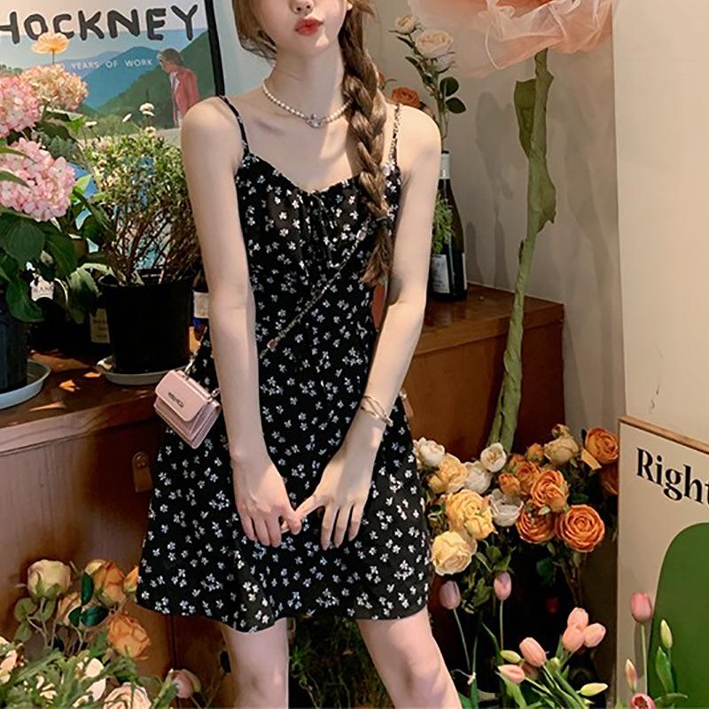 

Платье Женское Летнее Детское Сексуальное Завязанное Отпускное Подтяжки Принт Пляжное Платье XL чёрный