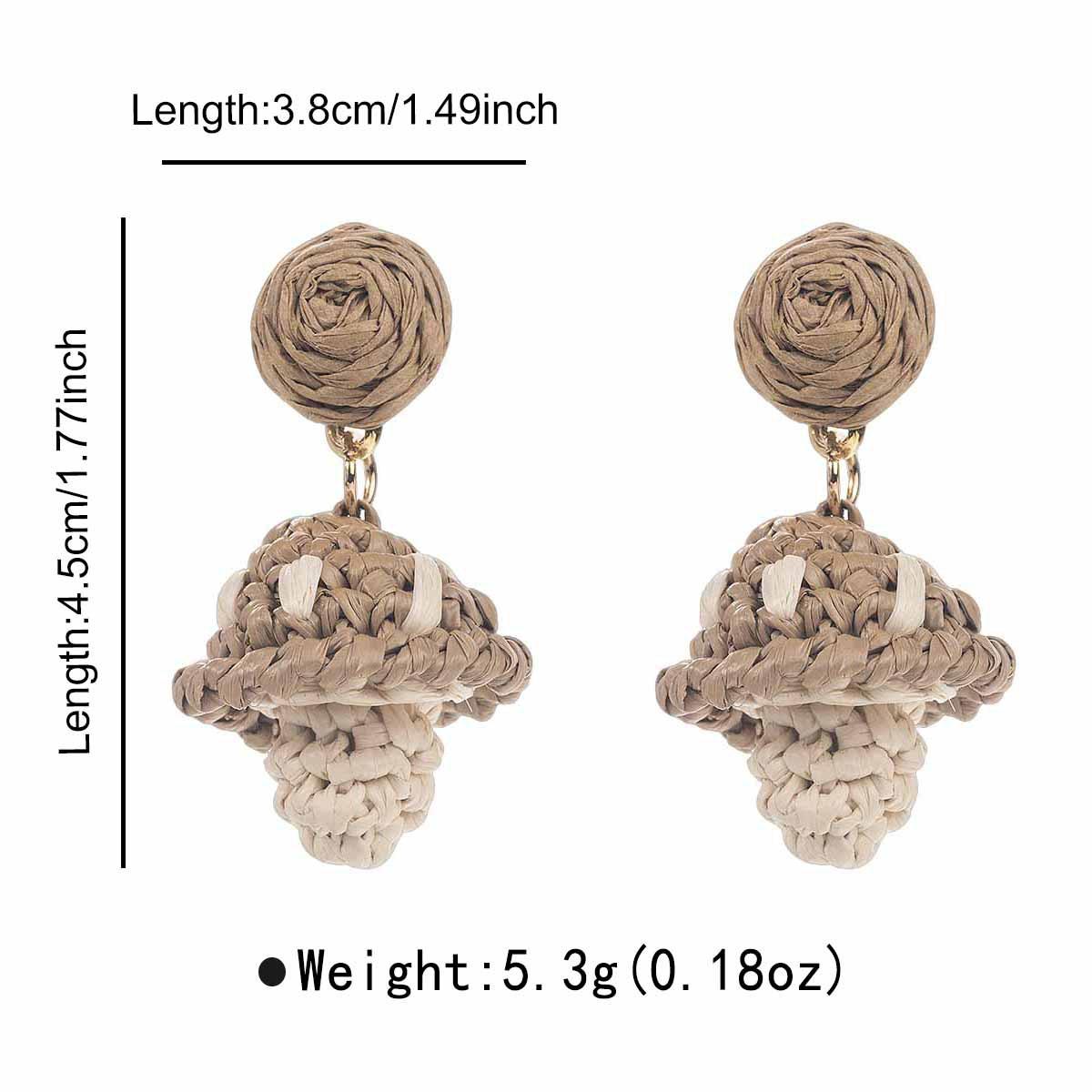 Creative Lafite Grass Woven Mushroom Earrings for Women Bohemian Seaside Vacation Style Earrings Summer Jewelry Accessories