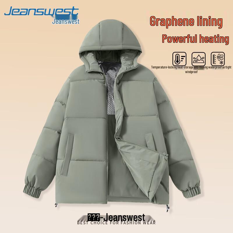 

Jeanswest Men s Graphene Thickened Hooded Winter Puffer Jacket L