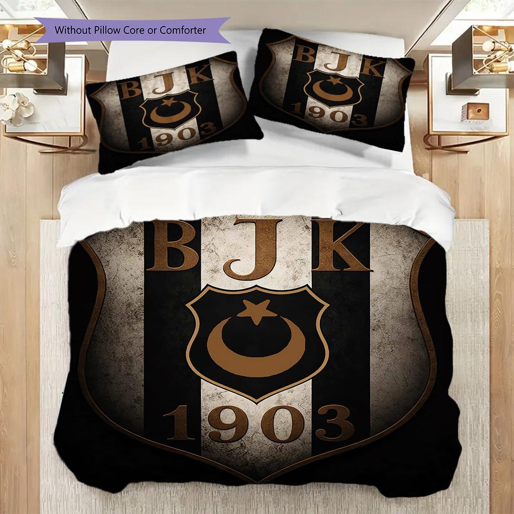 Besiktas logotyp Mönster Sängkläder Täcke Set Påslakan Örngott Heminredning Födelsedagspresent (1 * påslakan + 2 * örngott, utan kärna)