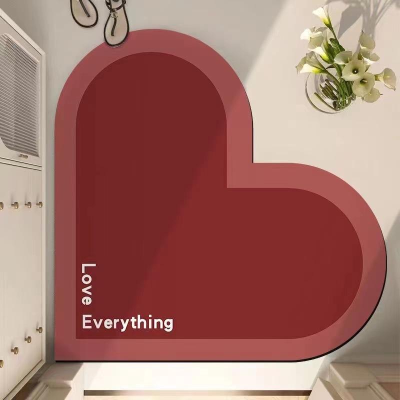 Czerwona Mata Podłogowa w Kształcie Serca Zmywalna Mata Pod Drzwi Łazienkowe Chłonna i Antypoślizgowa Mata Podłogowa