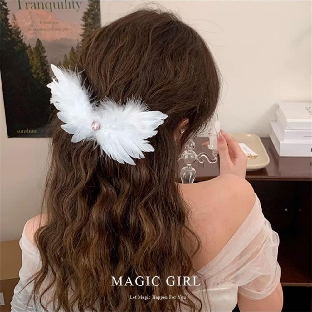 Rainbow Style Angel Fairy Luminous Back Decoration with Butterfly Wing Hair Clips Plastic Luminous Butterfly Wings