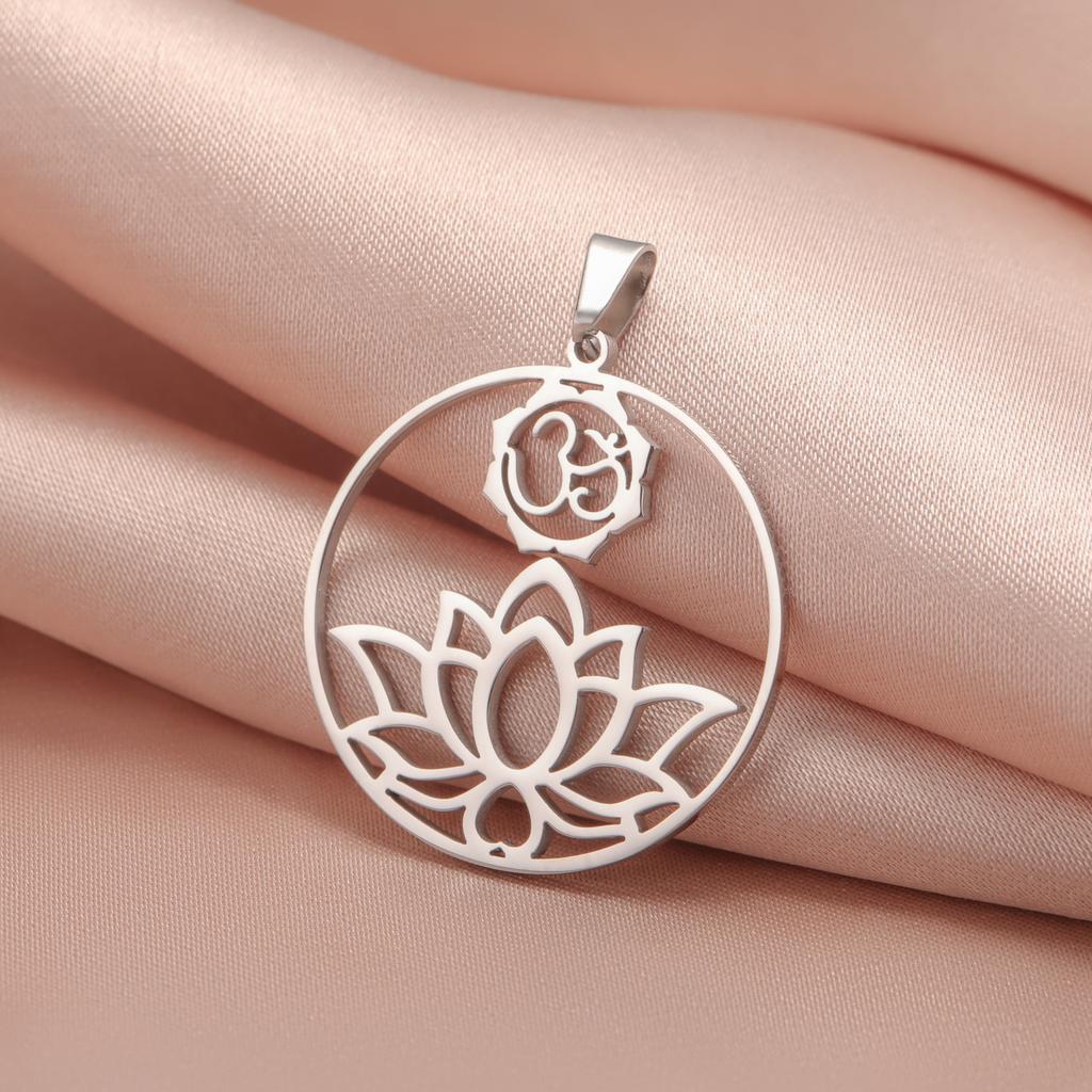 LIKGREAT 5pcs/lot Wholesale Lotus Charm for DIY Bracelet Necklace Stainless Steel Jewelry Handmade Boho Gift for Jewelry Making