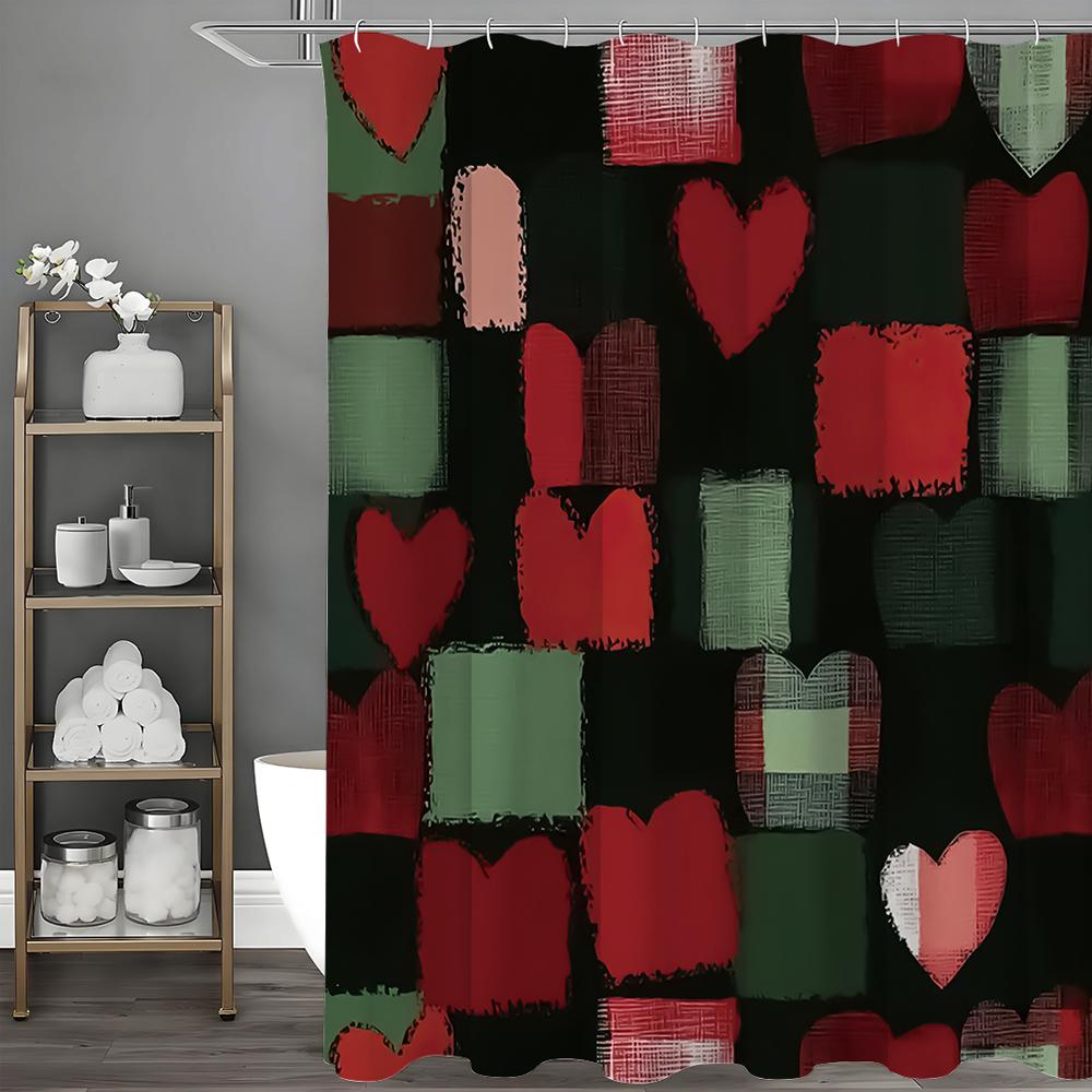 

Любовь Геометрия Занавеска для душа, Декоративная занавеска для душа для ванной комнаты, Водонепроницаемая занавеска для душа с крючками 90*180cm