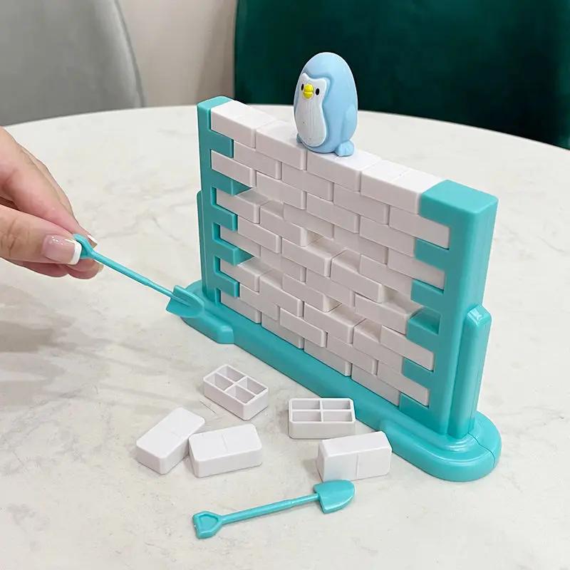 Mini Fun Save Penguin Ice Breaker Strategy Game Interactive Balance Blocks Board Game for Parent-Child Family Fun and Learning