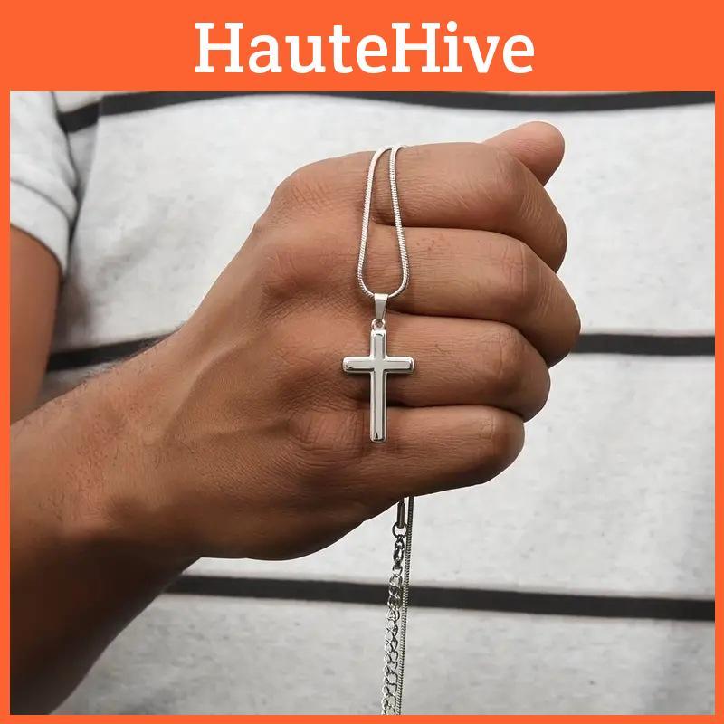 Cross Stainless Steel Pendant For Men Hip Hop Necklace Glossy Embellishments
