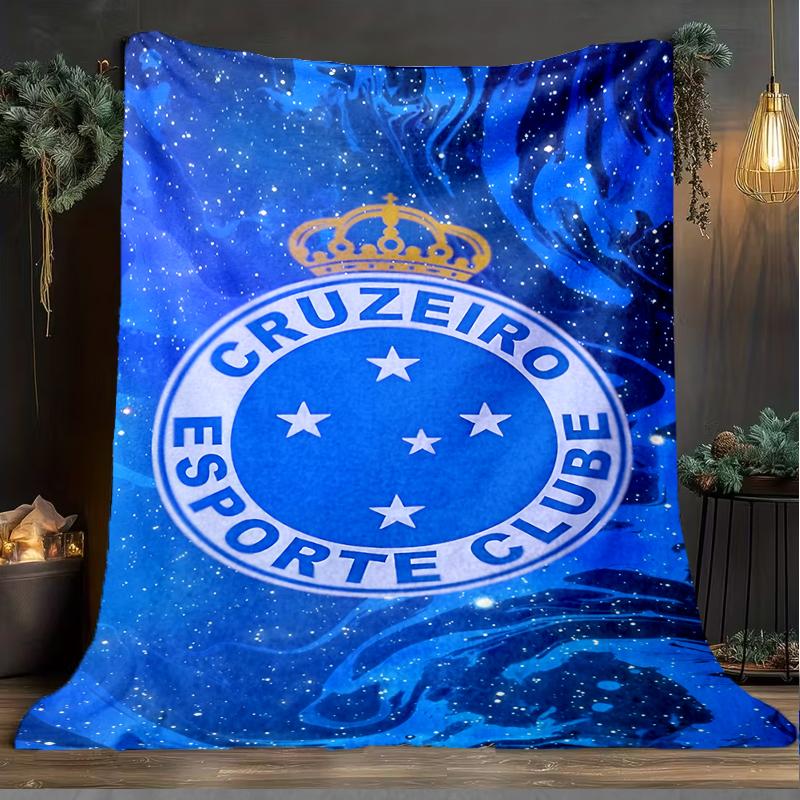 1PC Cruzeiro Esporte Clube Crest Printed Soft Flannel Blanket Throw for Adult Bedroom Living Room Sofa Camping Travel Fan gifts Christmas Gifts