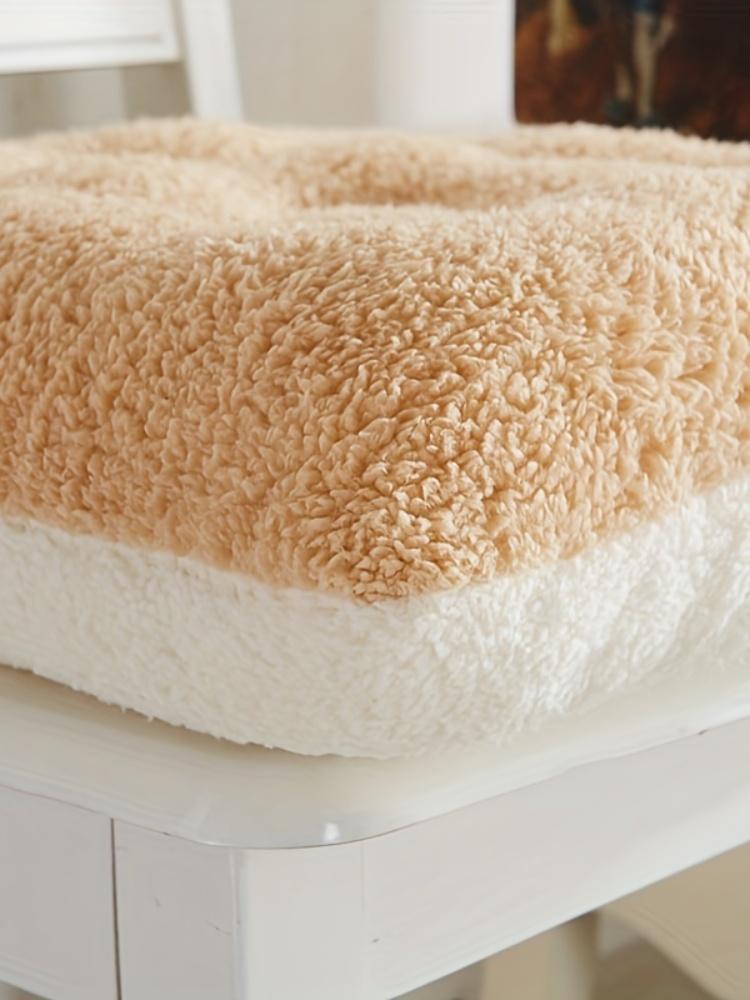 Ultra-Soft Winter Chair Cushion - Thick, Double-Sided Plush Seat Pad for Comfortable Office and Home Use, Solid Color, Machine W