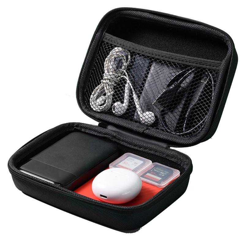 EVA Hard Case Square Heaphone Bag with Inner Mesh Pocket Carry Pouch with Inner Mesh Pocket for Electronic Accessory