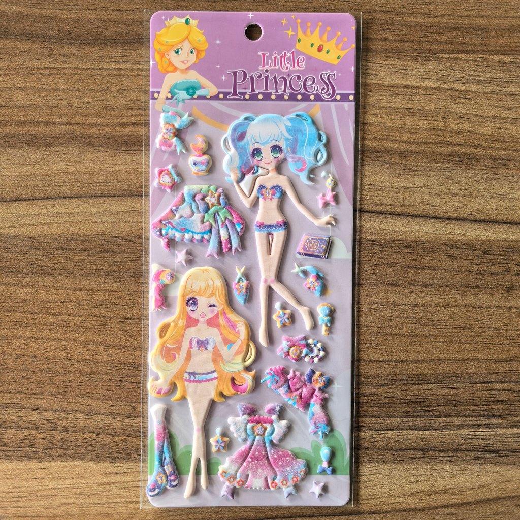 4 Sheets Little Princess Dress-Up Sticker Cute Cartoon Princess Decals for DIY Crafts Notebooks Decor BulingBulingStickers Store