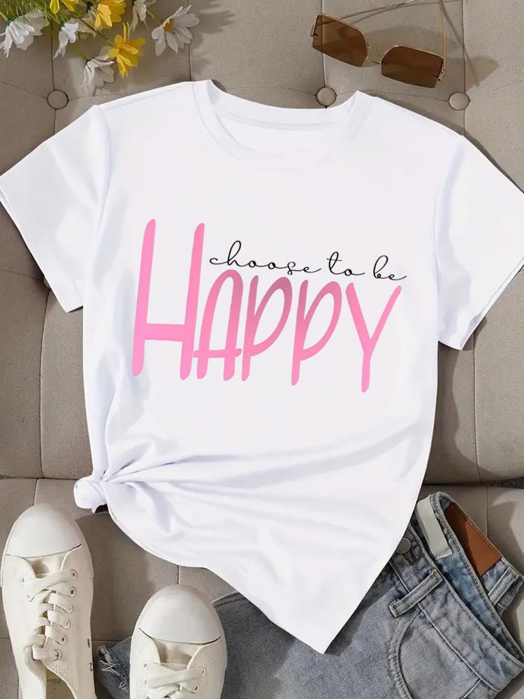 (Asian Size) Print Fashion Female Tee Top Women Clothing T Shirt trend sweet 90s style Woman Short Sleeve Graphic T-shirts