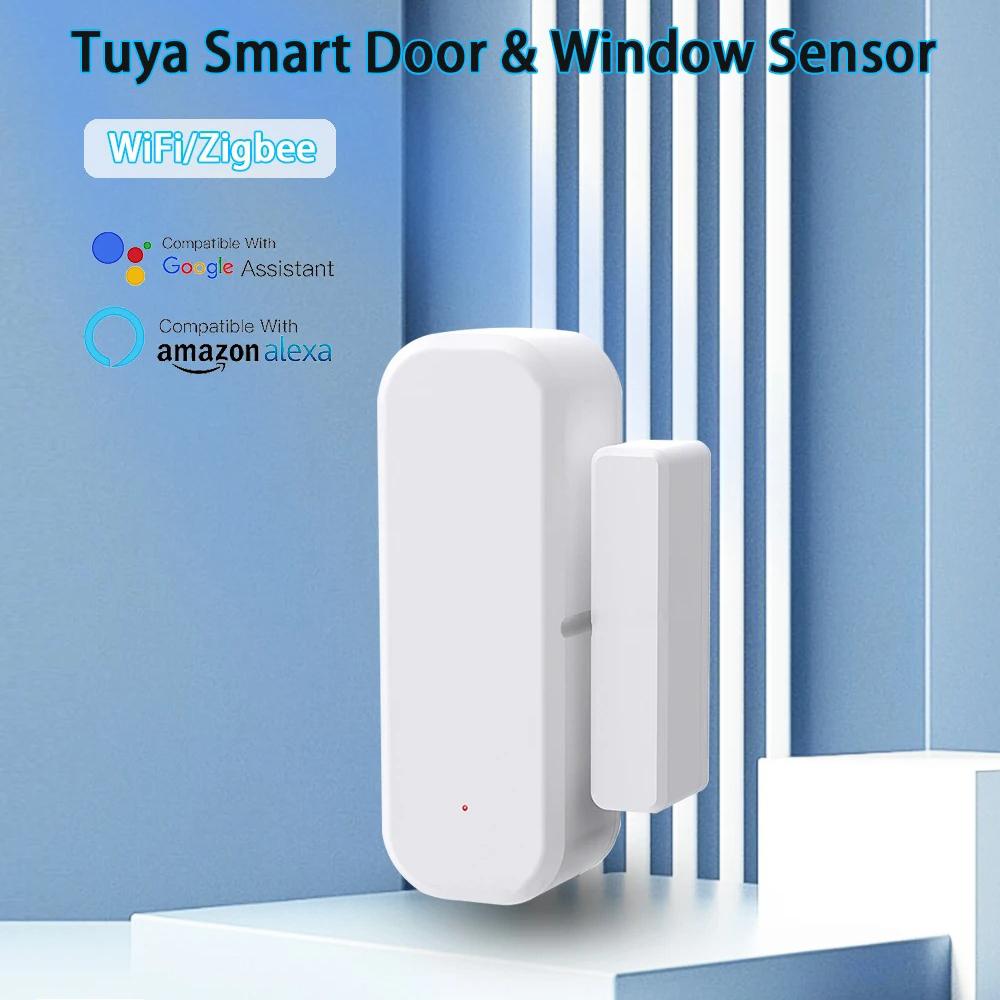 Tuya WiFi/Zigbee Smart Door and Window Sensor Smart Home Magnetic Security Alarm Smart Life APP Remote Monitor Works with Alex Google Home