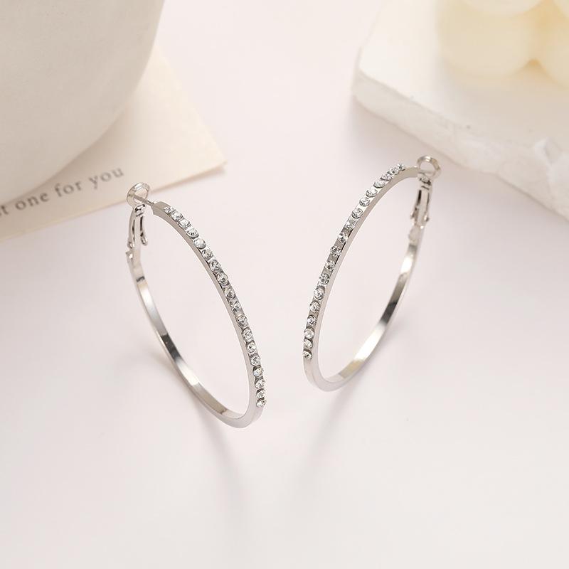 Exquisite Rhinestone Hoop Earrings for Women - Fashionable & Elegant Design