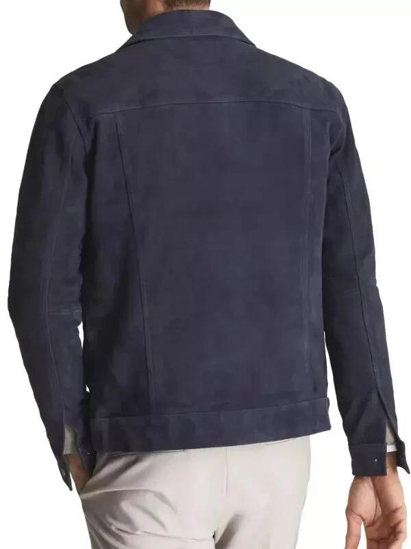 Handmade Leather Shirt New Casual Fashionable Men's Navy Blue Genuine Soft Suede
