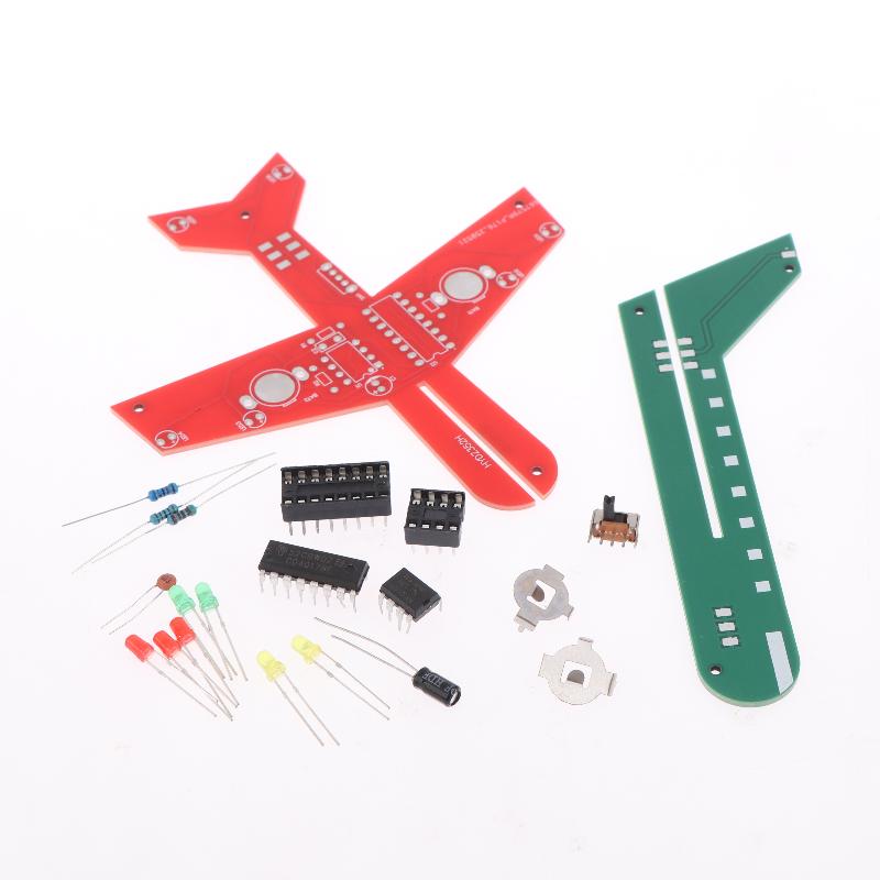 1 Set Flashing Led Pcb Diy Electronic Kit Small Airplane Cd4017 Flow Lamp Welding Practice Electronic Science Assembly Kit