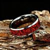 Vintage Red Rose Flower Inlaid Stainless Steel Ring High Polished Bevel Edge Wedding Band Retro Romantic Love Jewelry Gift