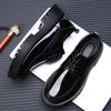 Spring and Summer New Breathable Men's Big Head Leather Shoes Platform Sole Patent Leather Glossy Business Casual Shoes Hairstylist Trendy Shoes